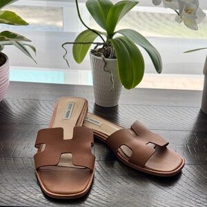 Steve Madden Tan Leather Slide Sandals